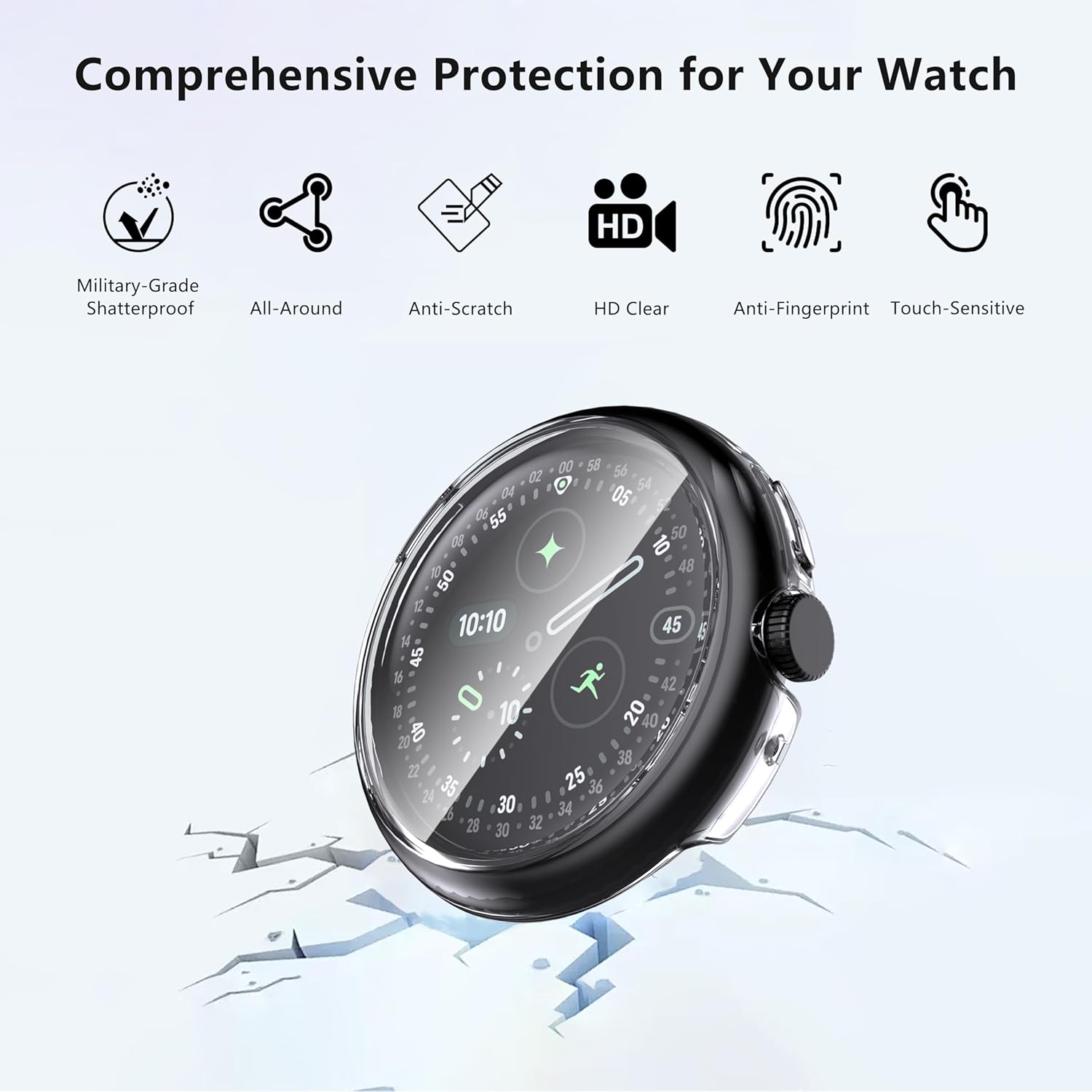 Thumbnail 1 de WFTE 2 Pack for Google Pixel Watch 4 45MM Case with Tempered Glass Screen Protector