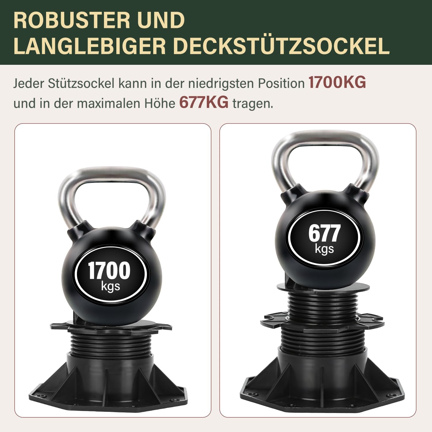 Thumbnail 2 de Herrselsam Stelzlager höhenverstellbar 30 Stück – Plattenlager 60–140 mm für Terrassenunterkonstruktion Holz, WPC und Stein