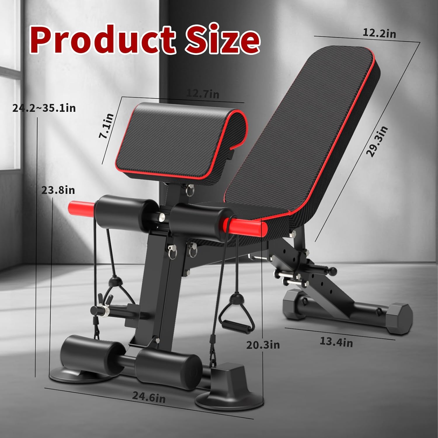 Thumbnail 4 de Adjustable Weight Bench — Foldable Utility Workout Bench for Full-Body Home Gym (Supports up to 600LBS)