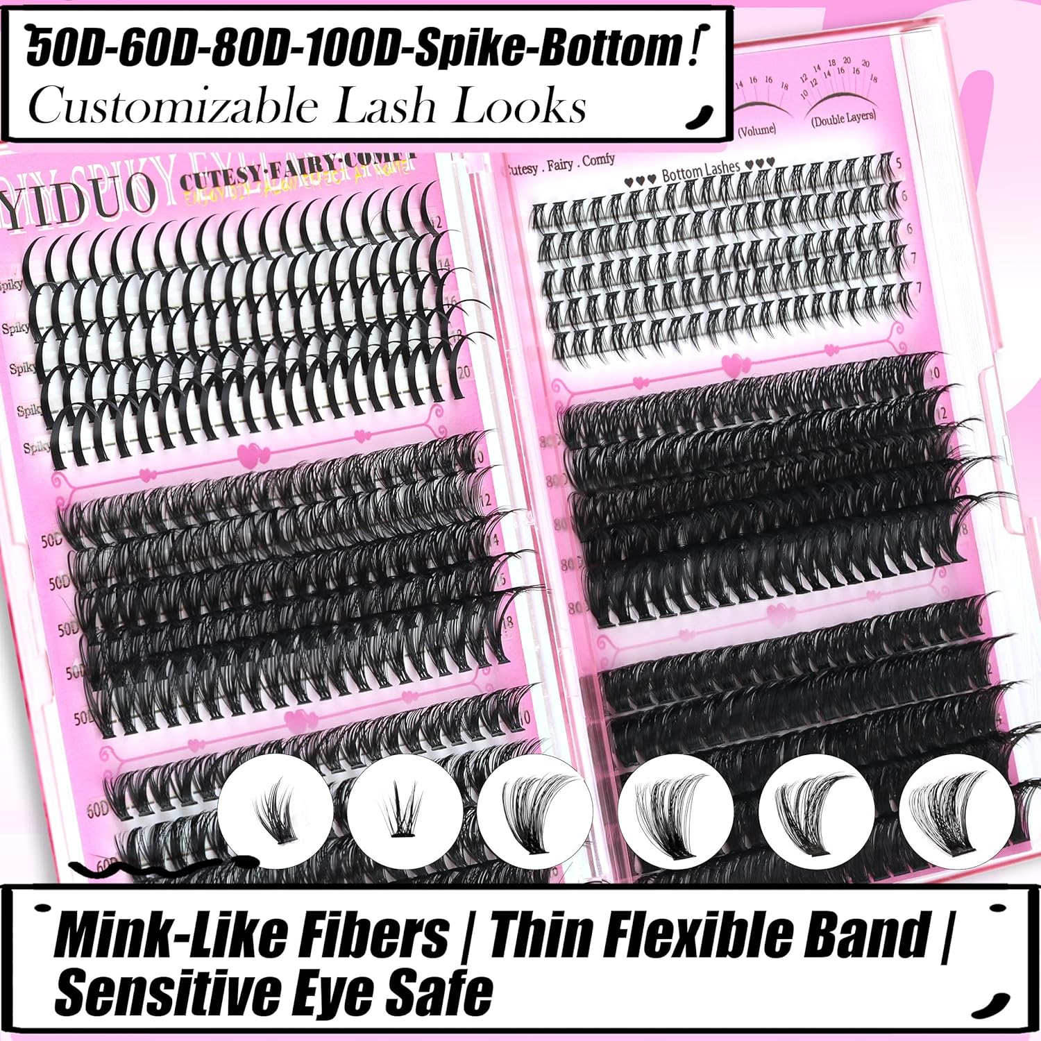 Thumbnail 5 de YIDUO Lash Clusters Kit with Spikes and Bottom Lashes Extensions