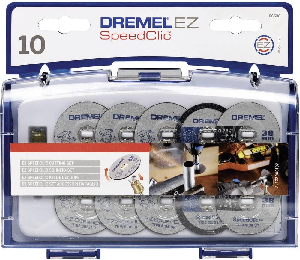 Detalle de Dremel 690 EZ SpeedClic Cutting Wheels Set (SC690) with 10 cutting discs and mandrel