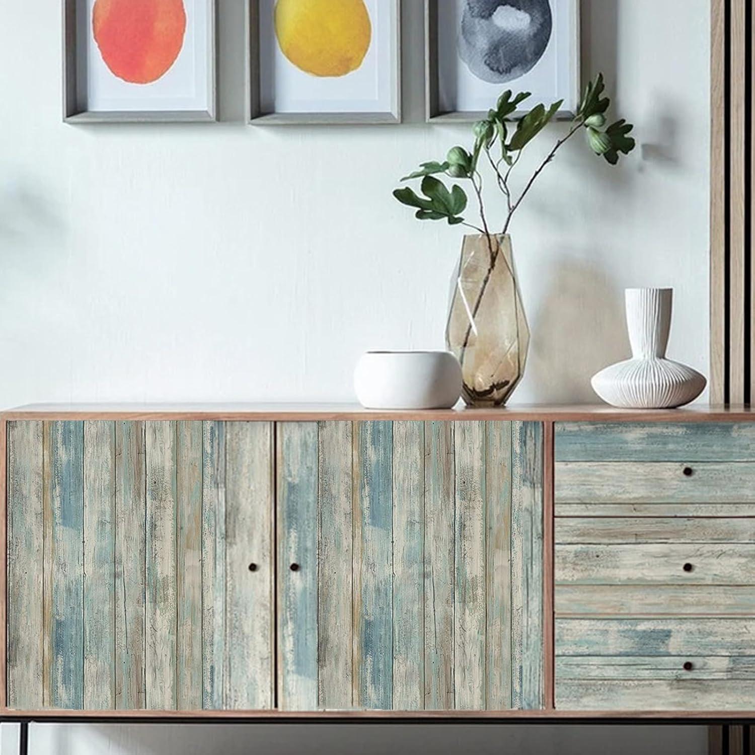 Thumbnail 1 de Hode Sticky Back Plastic Wood Effect Vinyl: Blue-Green, 30x300cm, Self-Adhesive Wallpapers for Kitchen Furnishings and Shelves