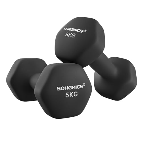 Detalle de SONGMICS 2 x 5 kg Hex Dumbbells with Neoprene Coating