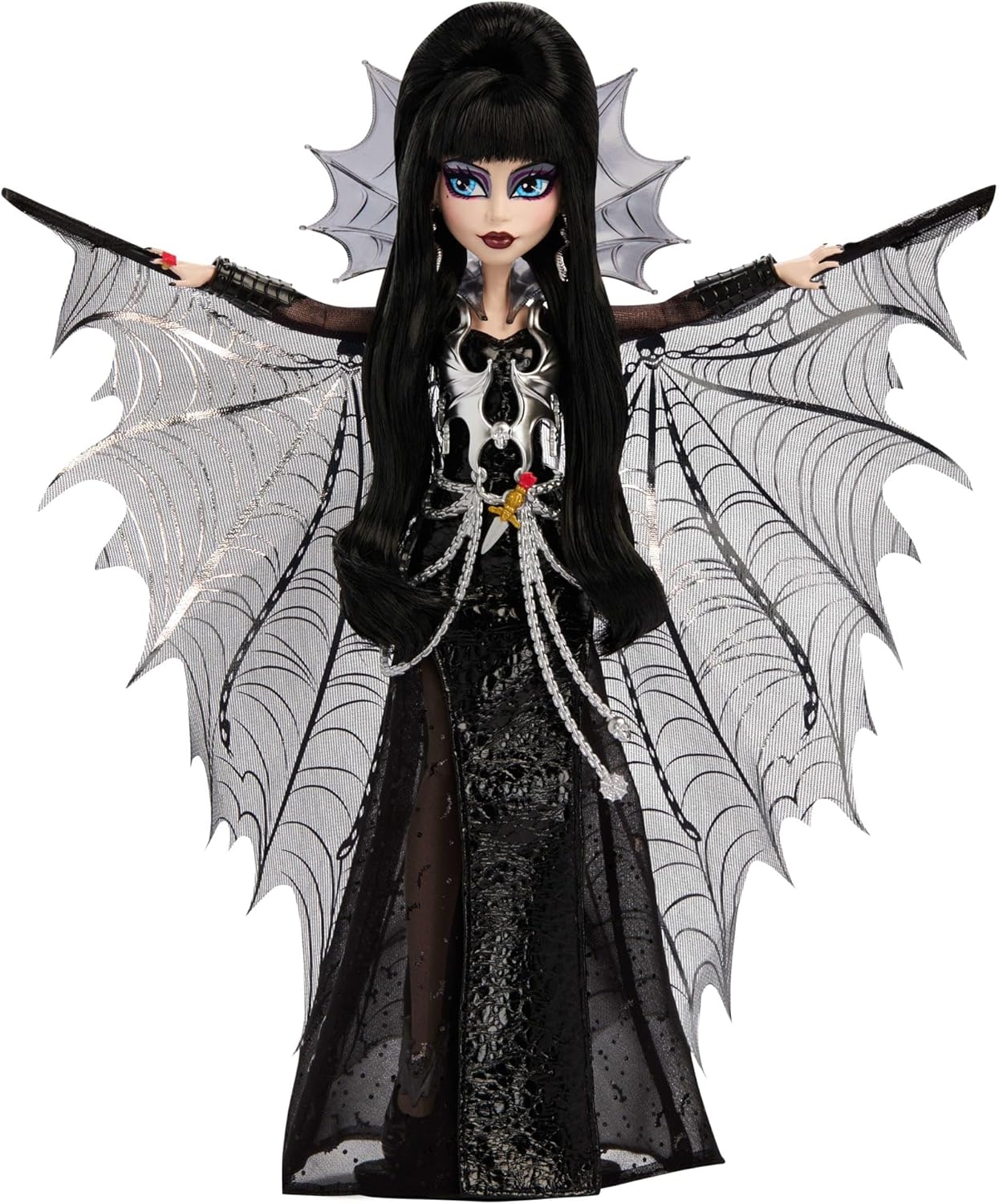 Thumbnail 3 de Monster High Elvira Maîtresse des ténèbres — Poupée à collectionner avec robe en similicuir noir et cape chauve-souris scintillante