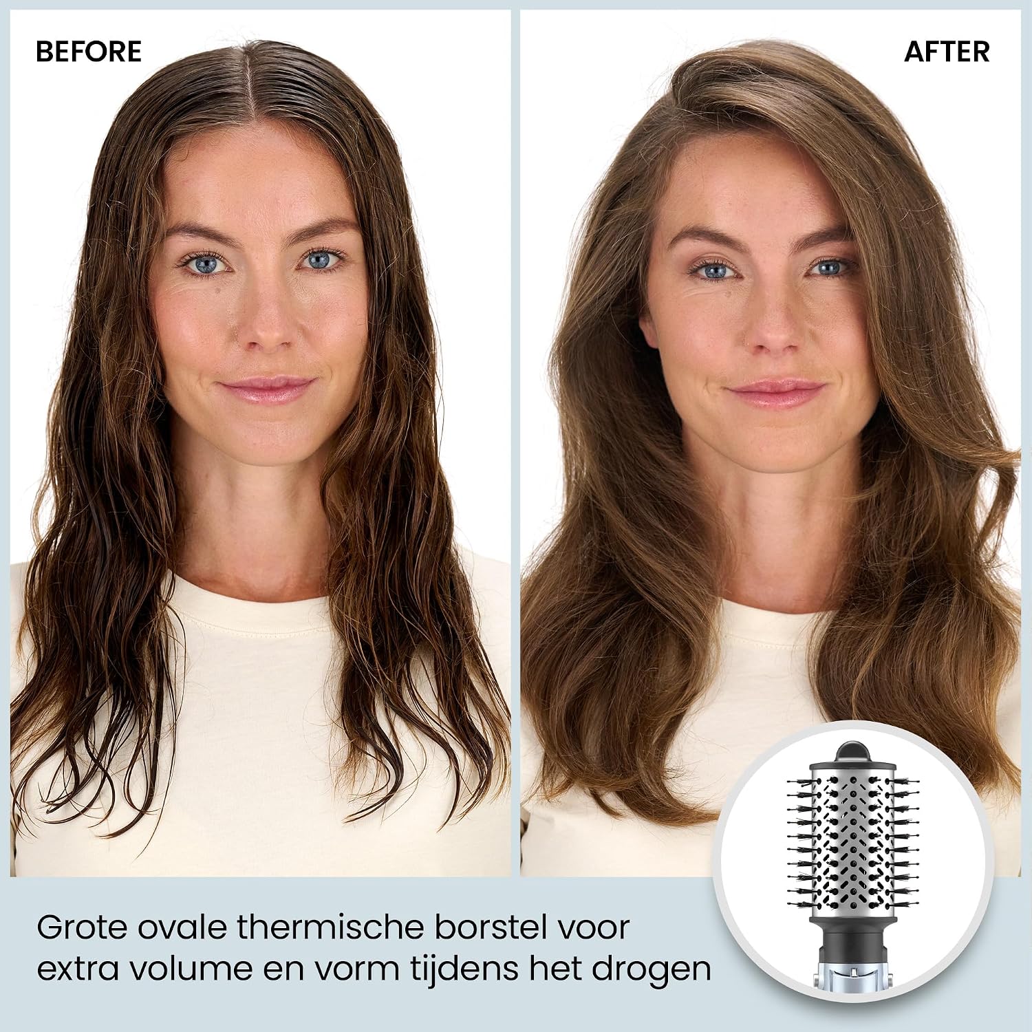 Detalle de BaByliss Hydro-Fusion Smooth & Shape AS774E föhnborstel, 1000 W met 4 opzetstukken