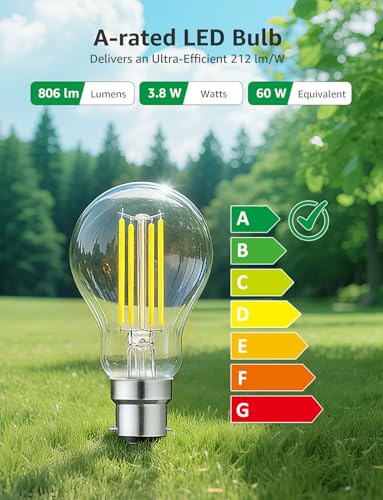 Thumbnail 1 de Lepro Bayonet Light Bulb A-Rated, 3.8W (60W), 806lm, Warm White – Pack of 2