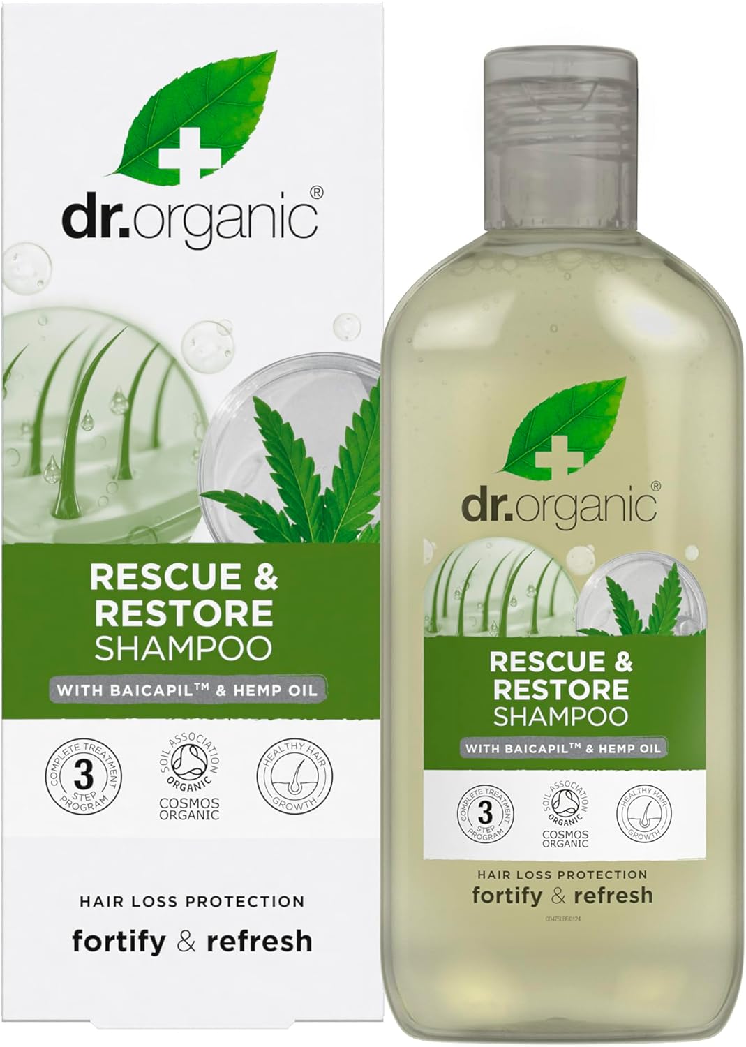 Detalle de Dr Organic Shampoo di Soccorso all'Olio di Canapa – Restitutivo, per Uomo e Donna, 265 ml