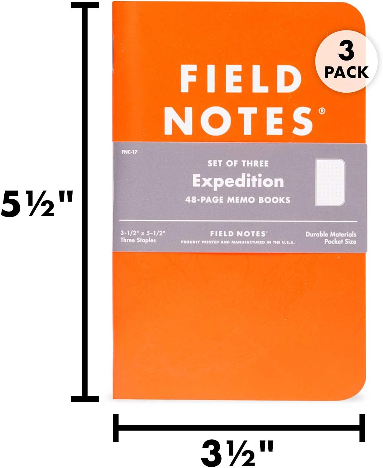 Detalle de Field Notes Expedition FNC-17 waterdicht notitieboek, 3-pack met stippelraster