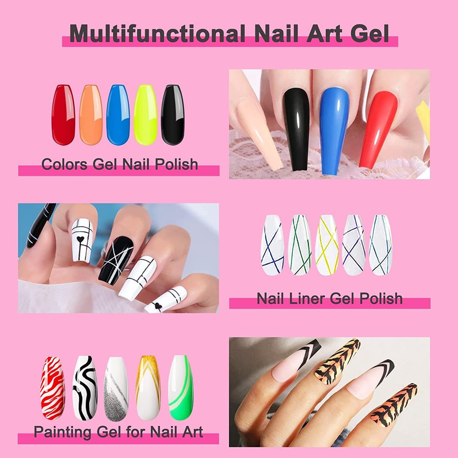 Detalle de GOICC Ensemble de Vernis à Ongles Gel Art – Kit 12 couleurs avec pinceau fin