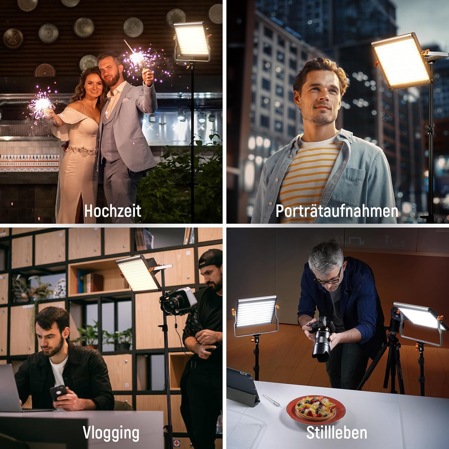 Thumbnail 5 de NEEWER 2er-Set dimmbares zweifarbiges LED-Videolicht (480 LEDs) inkl. Ständer und U-Halterung