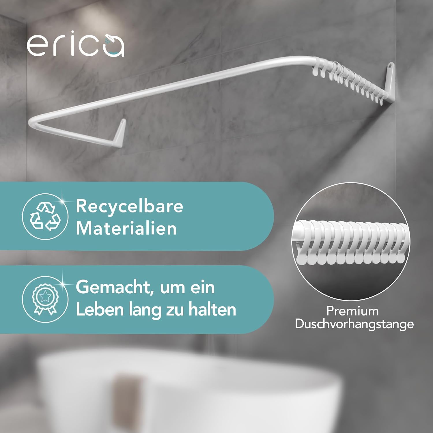 Detalle 1 de Erica Duschvorhangstange 4-in-1 für Ecke