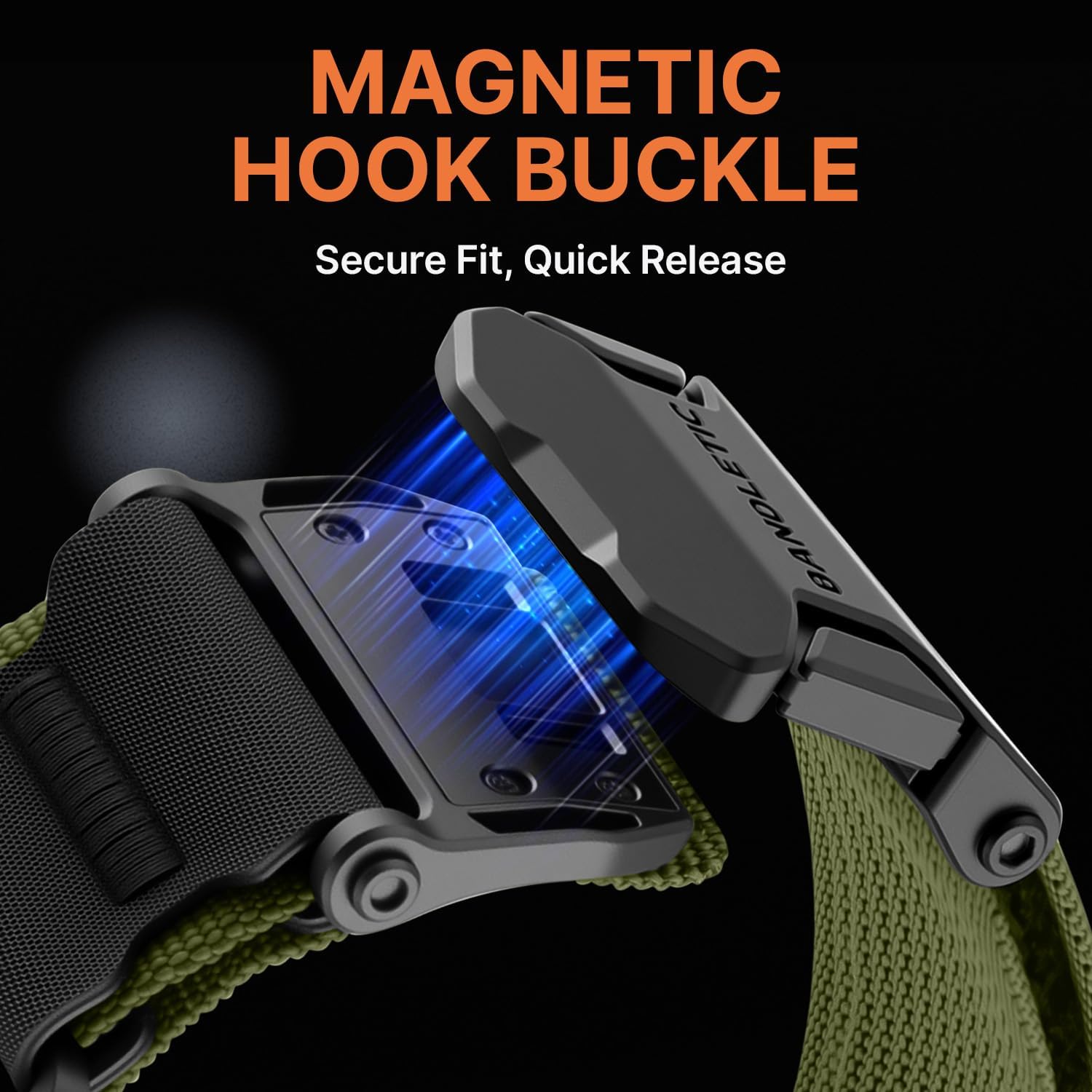Thumbnail 2 de Bandletic Magnetic Buckle Straps (Nylon Loop) for Apple Watch models 44mm/45mm/46mm/42mm/49mm – Green