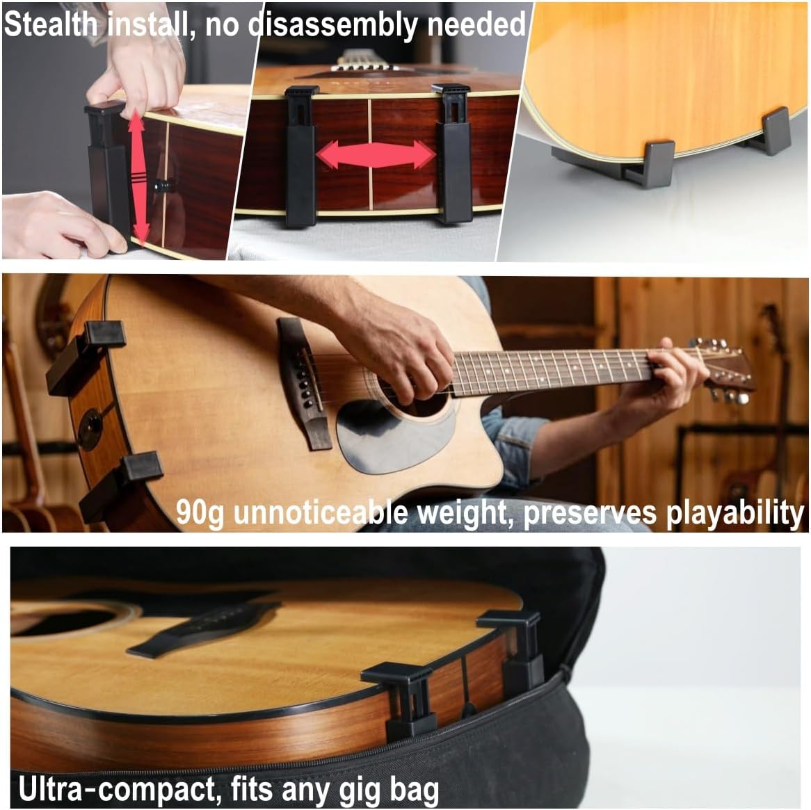 Thumbnail 2 de AUPHY SGS22 Clip-On Acoustic Guitar Stand, White, 2-Piece Set