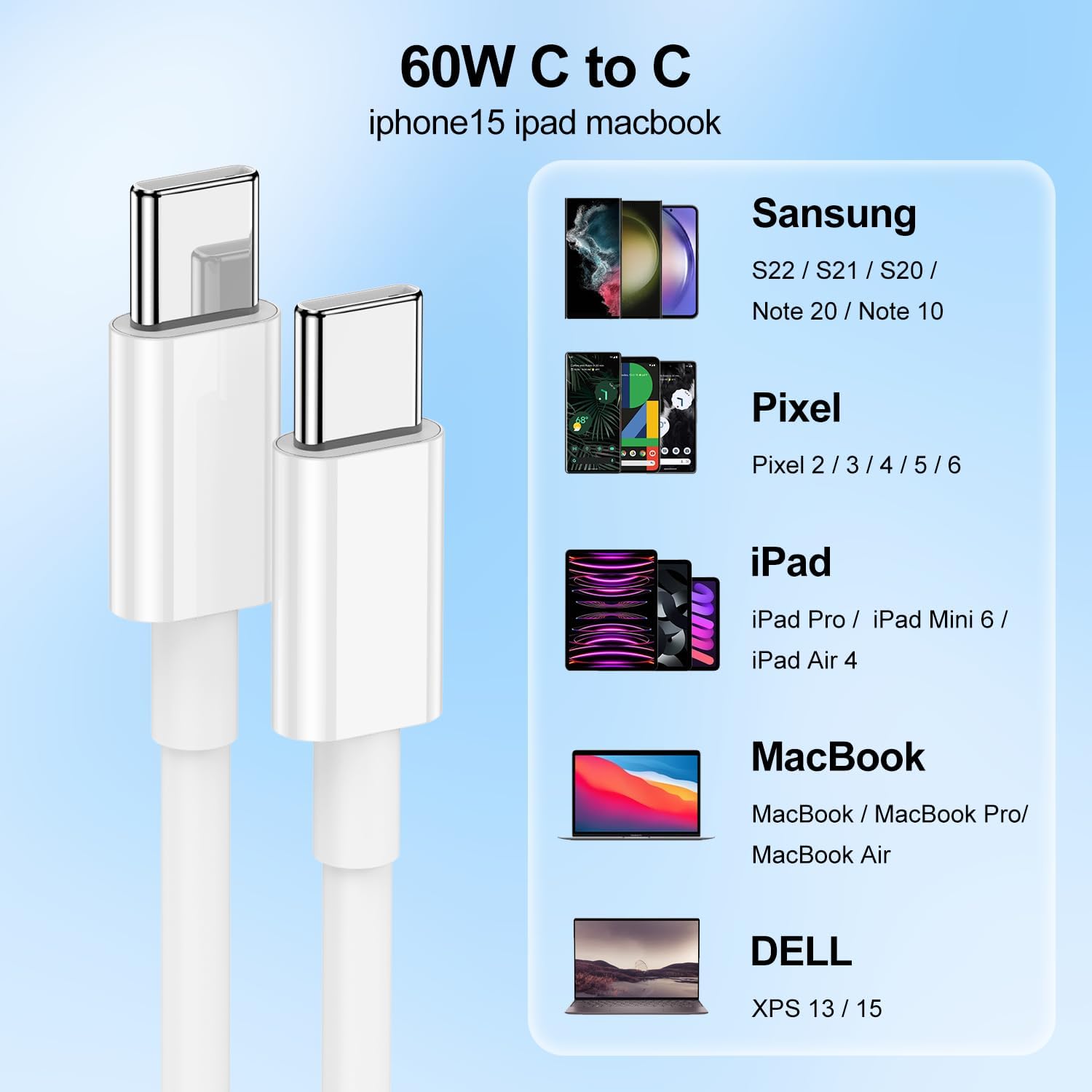 Thumbnail 5 de USB C auf USBC Kabel 3M 2Pack 60W