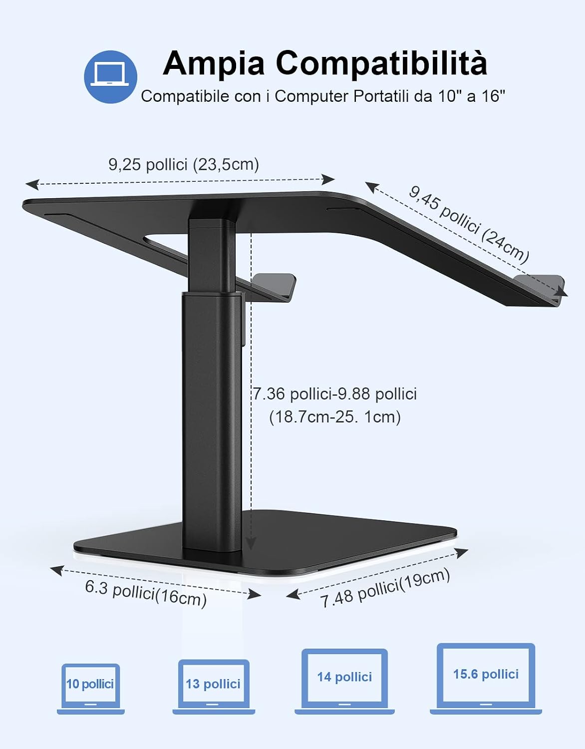 Thumbnail 5 de Babacom Supporto PC Portatile: Supporto Ergonomico in Alluminio per Notebook da 10"–16