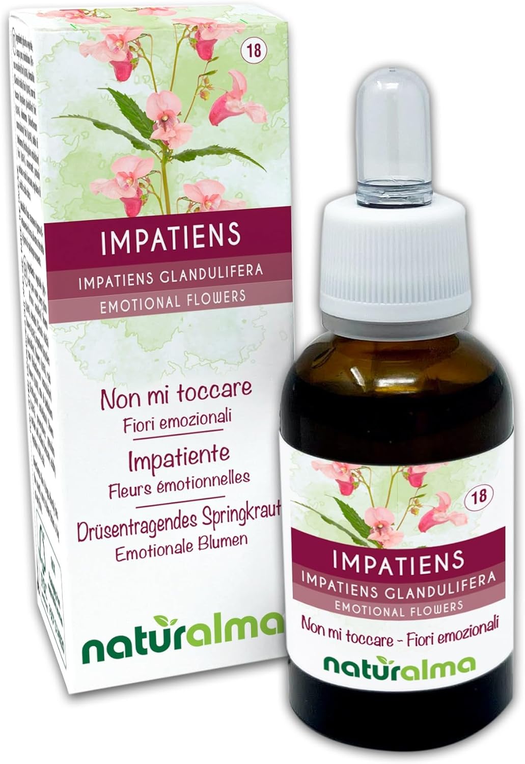 Detalle de Impatiens o Non mi toccare (Impatiens glandulifera) Fiori emozionali Naturalma – Gocce 30 ml