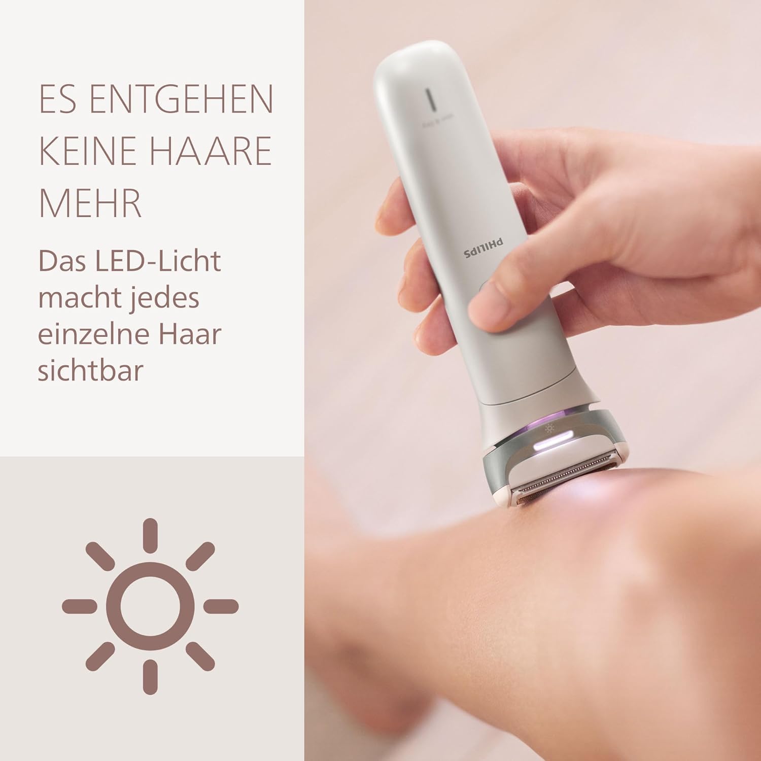 Detalle de Philips Lady Shaver Series 8000 (BRL159/00) – kabelloser Nass- und Trockenrasierer für Gesicht, Beine, Körper & Bikinizone