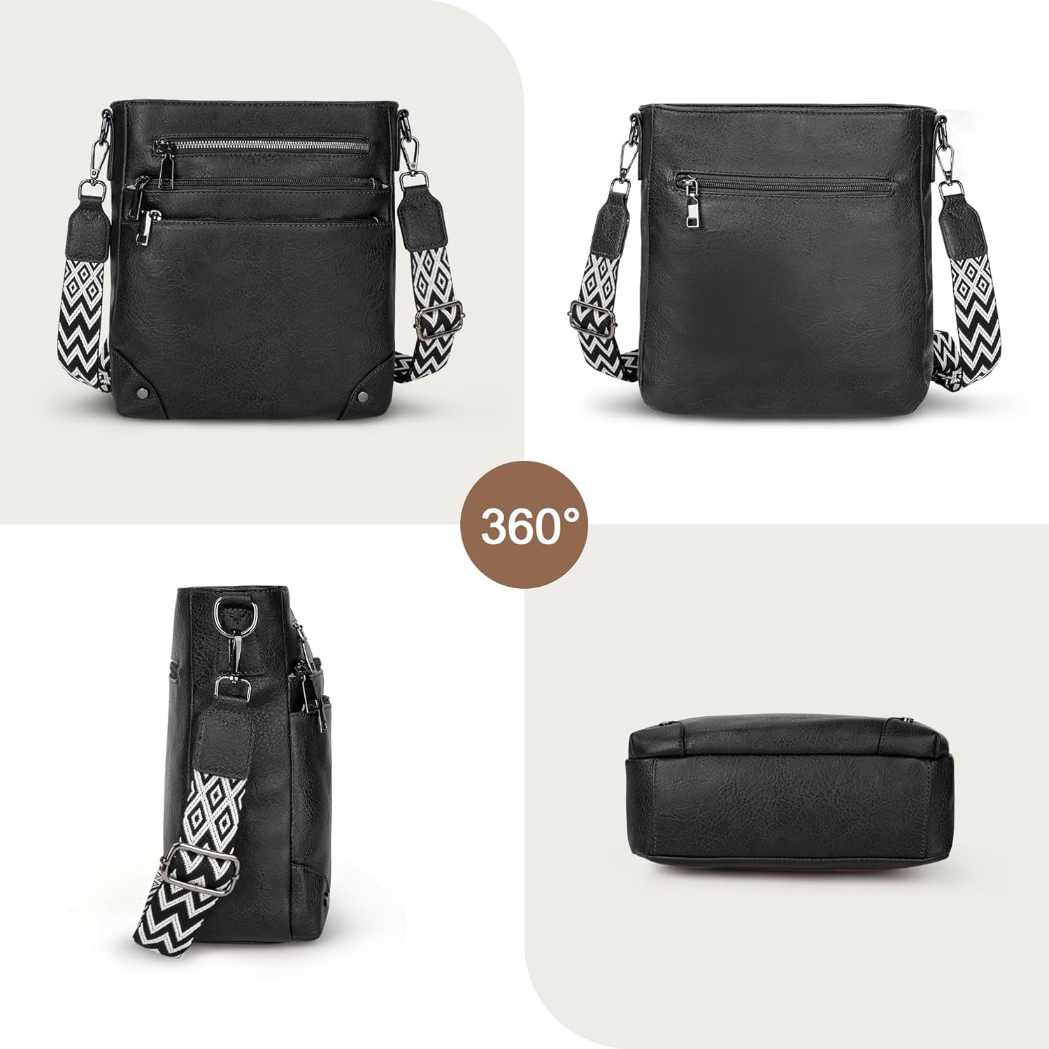 Thumbnail 6 de TANTOMI Umhängetasche für Damen – Handtasche aus PU-Leder mit mehreren Fächern und verstellbarem Schulterriemen