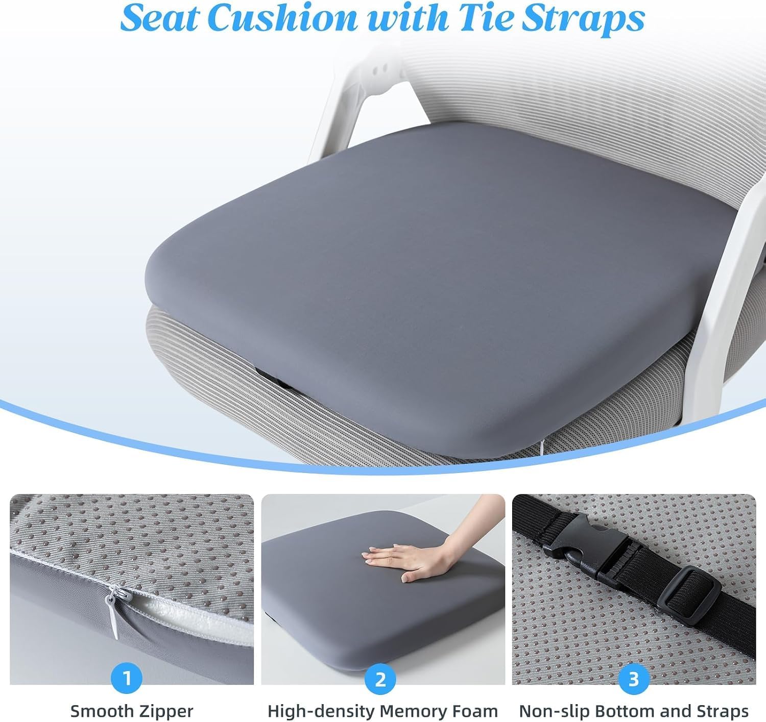 Thumbnail 2 de SheRest QYX-SPZD-HUI-XL X-Large Memory Foam Seat Cushion with Straps