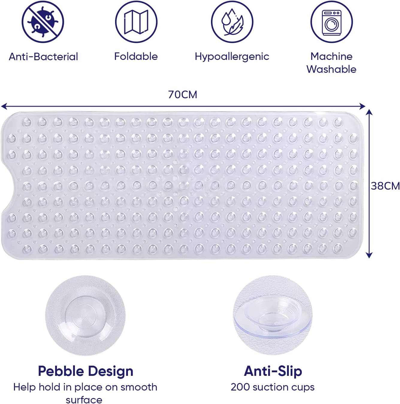 Detalle 2 de MOONLIGHT20015 70x38cm non-slip shower mat