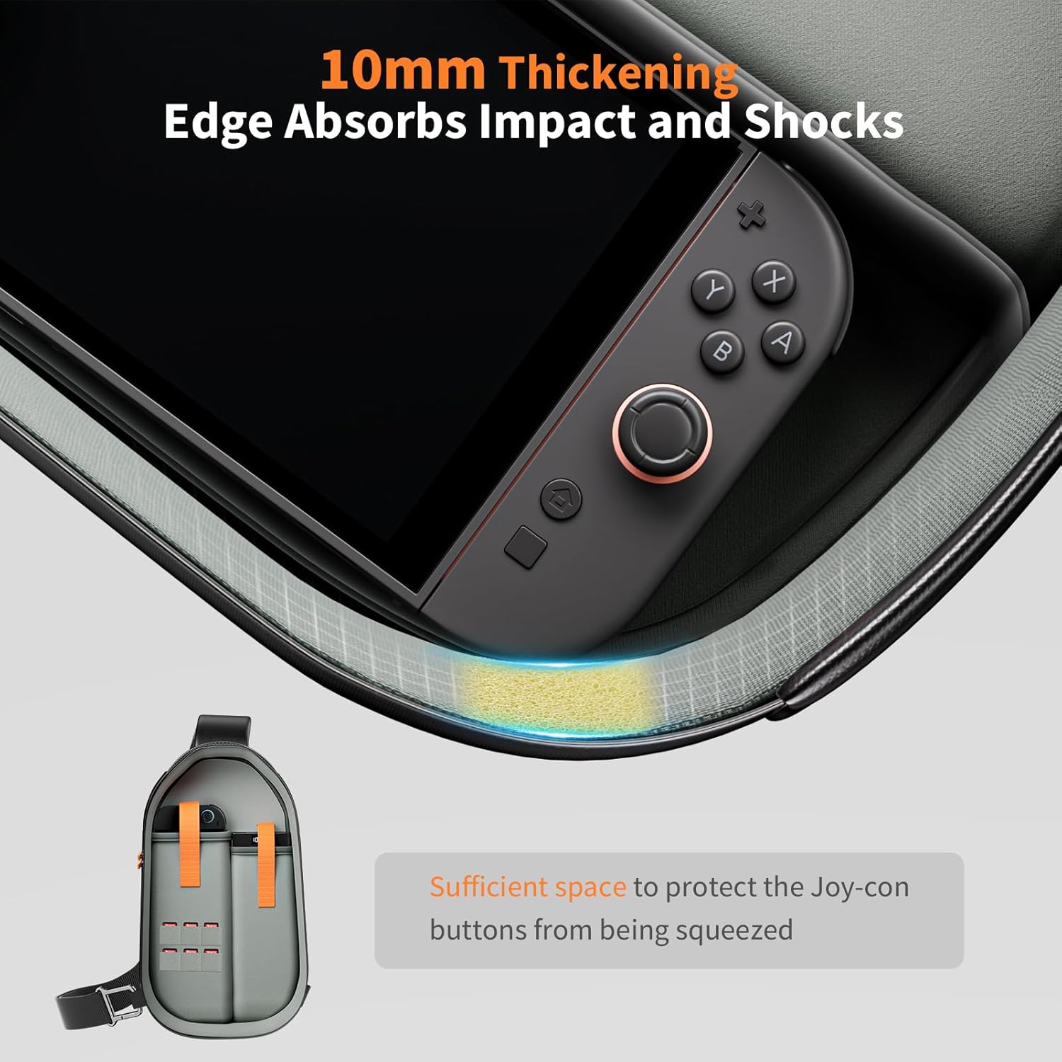 Detalle de COOWPS Sling Bag for Nintendo Switch 2 (2025): Protective EVA Shell Carrying Case for On-the-Go Gaming