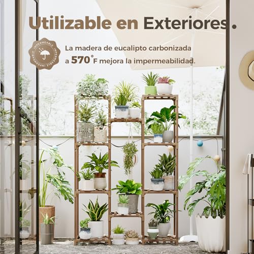 Thumbnail 3 de Bamworld Soporte para Plantas: Estantería de Madera para Interior y Exterior con Capacidad para 10–25 Macetas