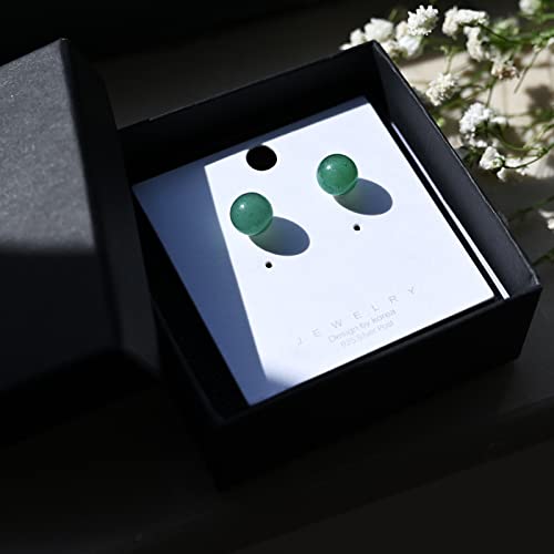 Thumbnail 6 de Weviway Jade Earrings Studs – 8mm Dark Green Jade with 925 Sterling Silver, Handmade Gift