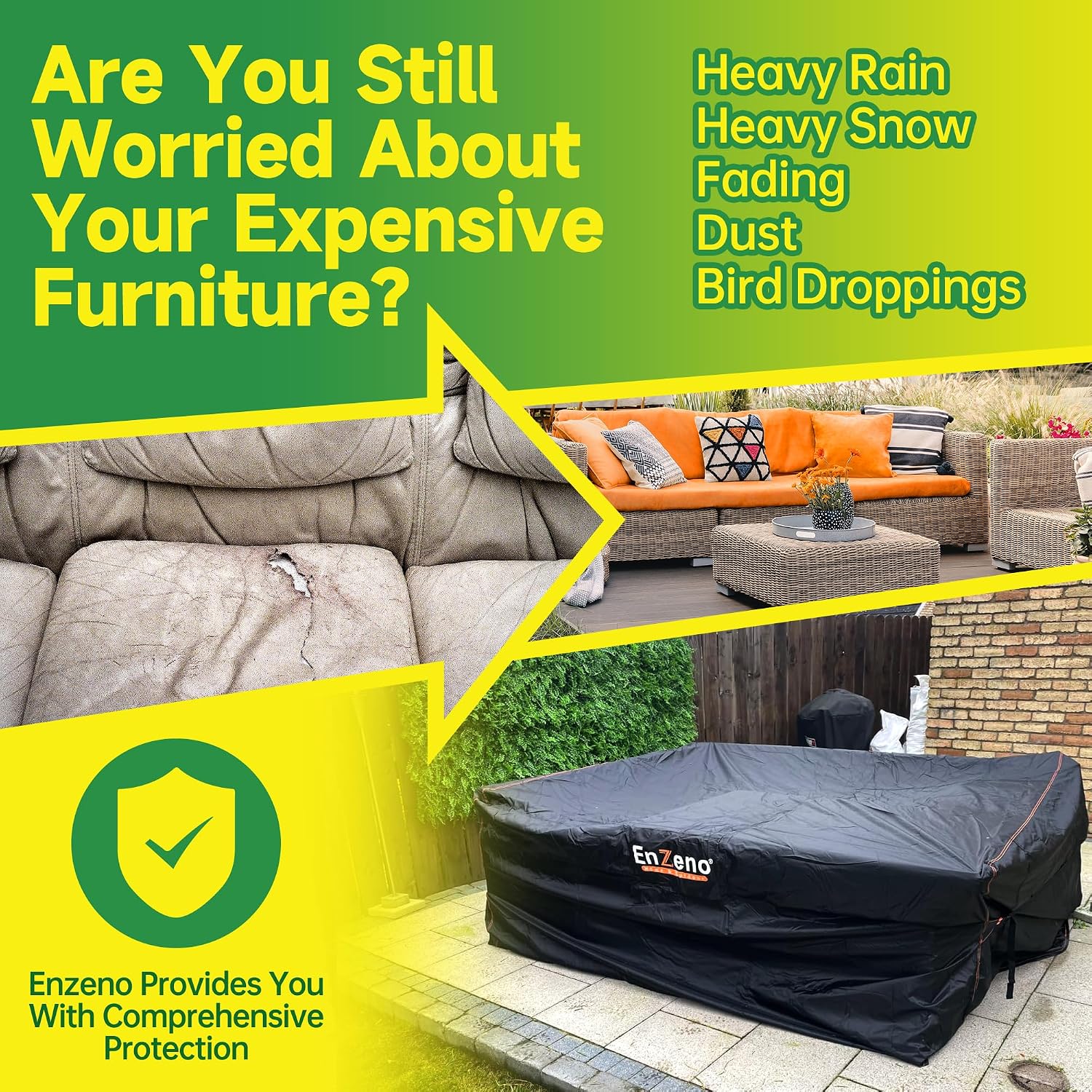 Thumbnail 6 de Enzeno Outdoor Garden Furniture Cover 242x182x100cm