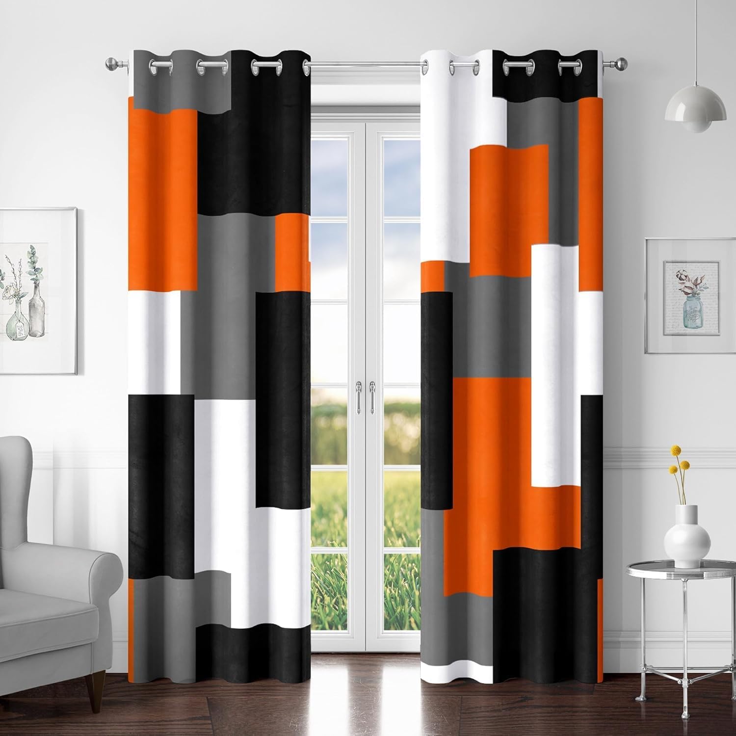 Detalle de Tyrot Orange Blackout Curtains, 52 x 84-Inch Panels, Thermal Insulation