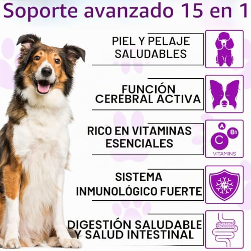 Detalle de Bieyoc 15 en 1: golosinas multivitamínicas para perros (sabor pato) – 150 masticables