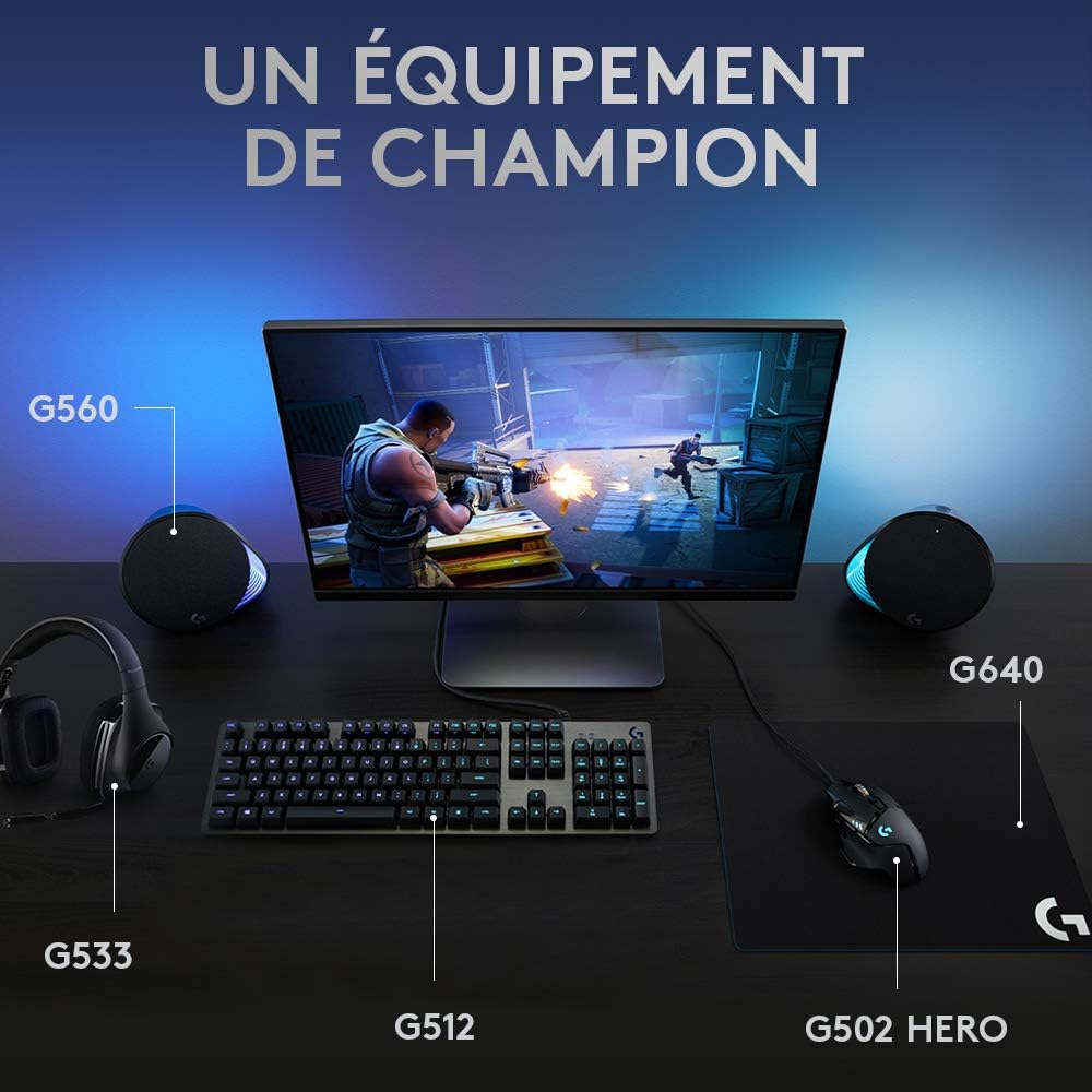 Detalle 2 de Logitech G512 Clavier Gamer Mécanique – GX Brown, RGB LIGHTSYNC, aluminium 5052, AZERTY Noir