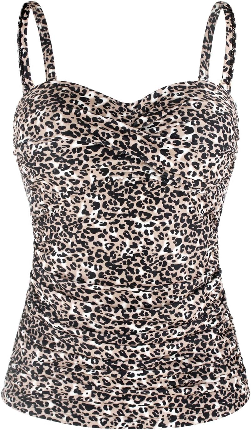 Detalle de Ocean Blues Women’s Twist Bandeau Swimsuit Top with Ruched Tummy Control (tankini top only)