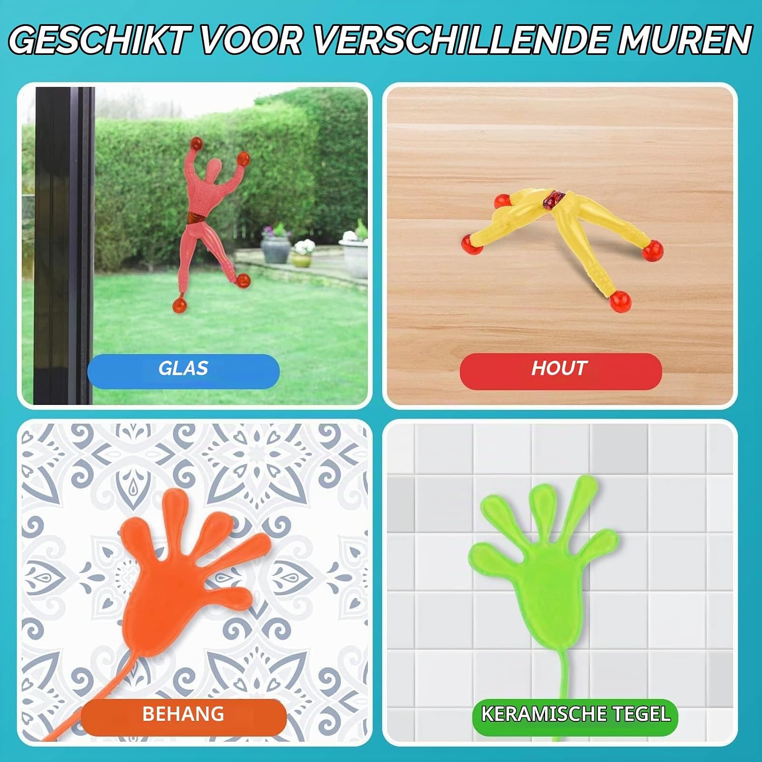 Detalle de Ainiv model 1 elastisch speelgoed, set met 15 kleverige handen en 15 muurklimmers