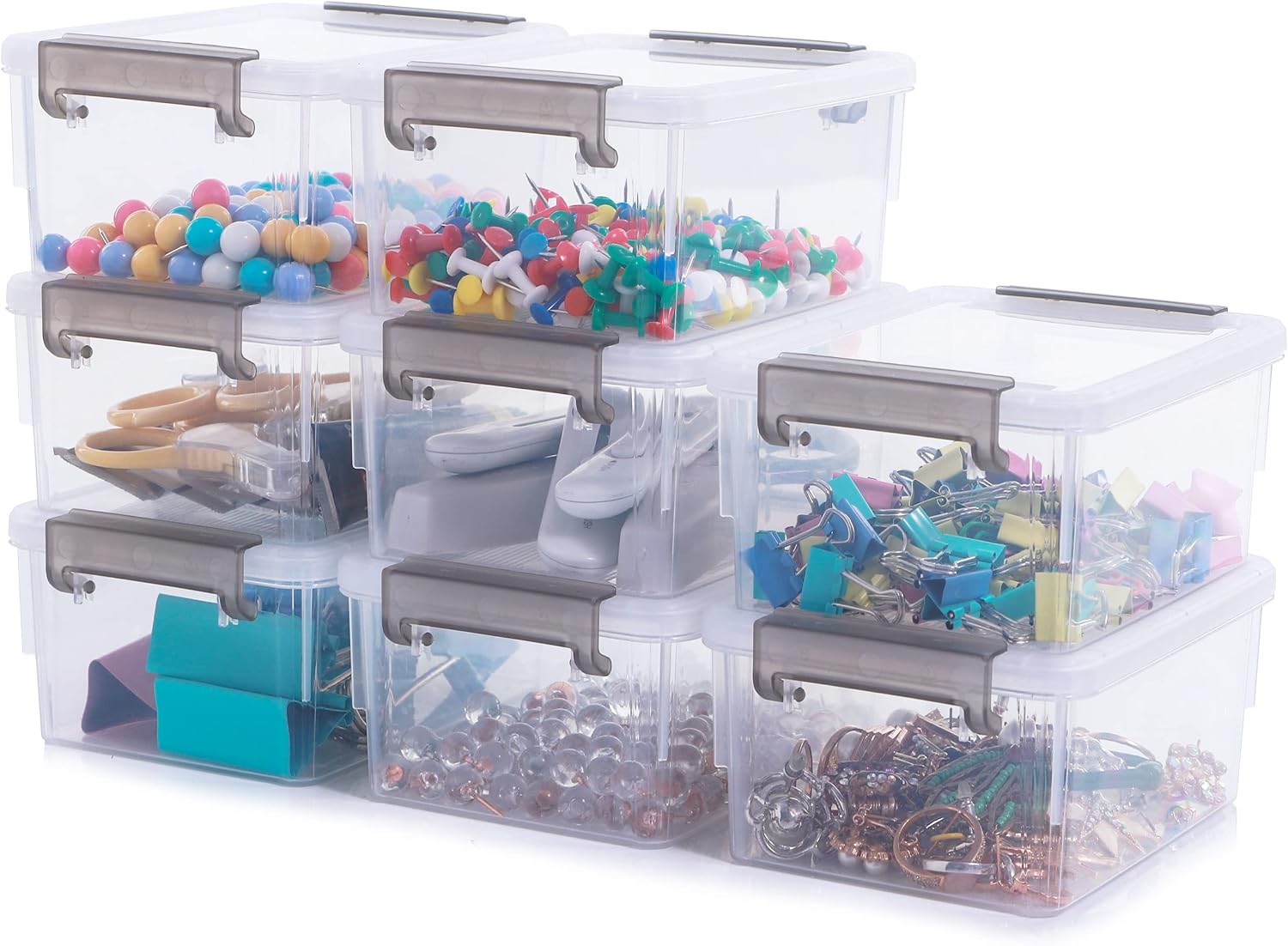 Detalle de Citylife 8-Pack Clear Plastic Bead Organizers, 0.53-Quart with Latching Lids