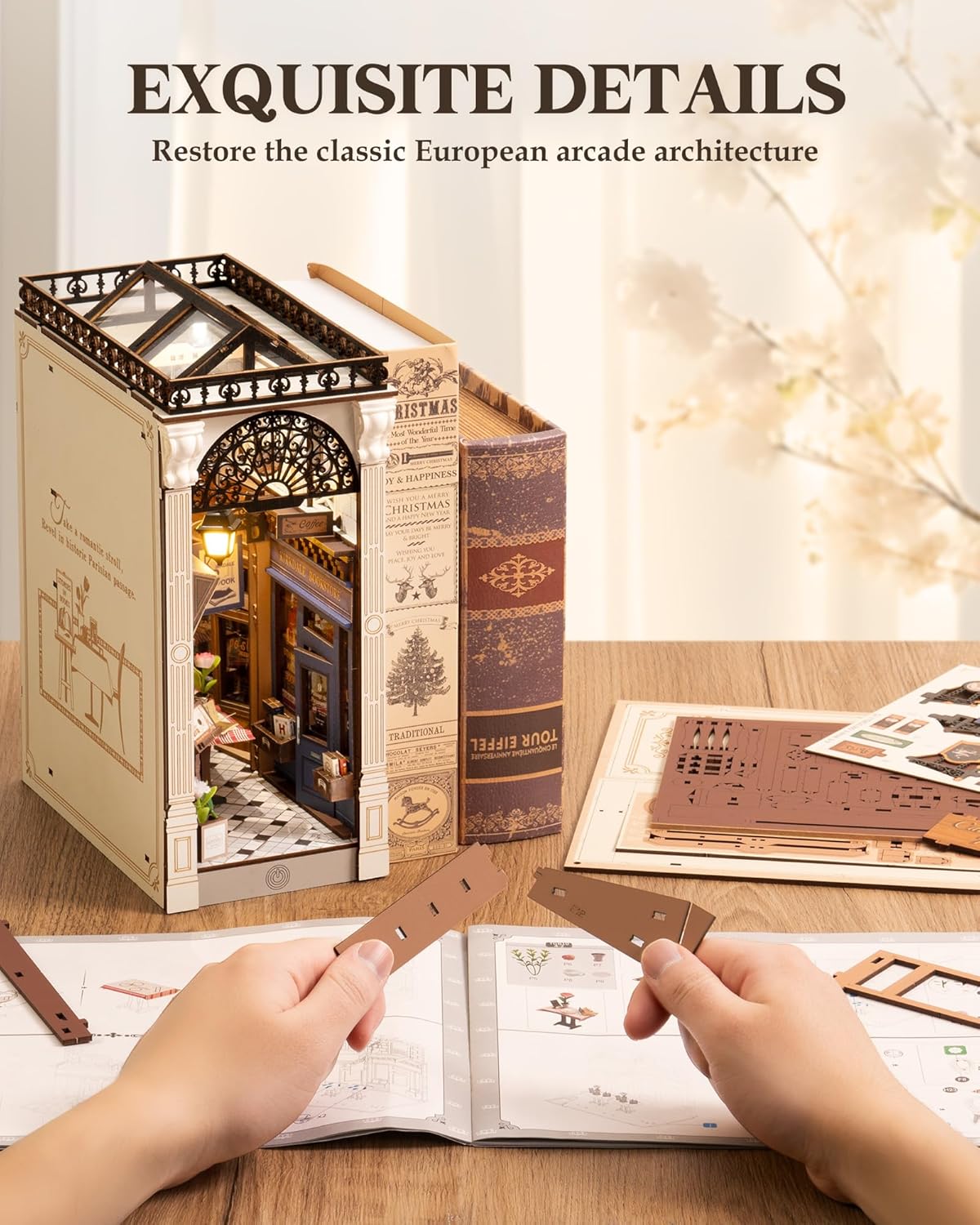 Thumbnail 4 de ROBOTIME Book Nook Kit Arcade Dating: modellismo in legno da costruire con pannello antipolvere
