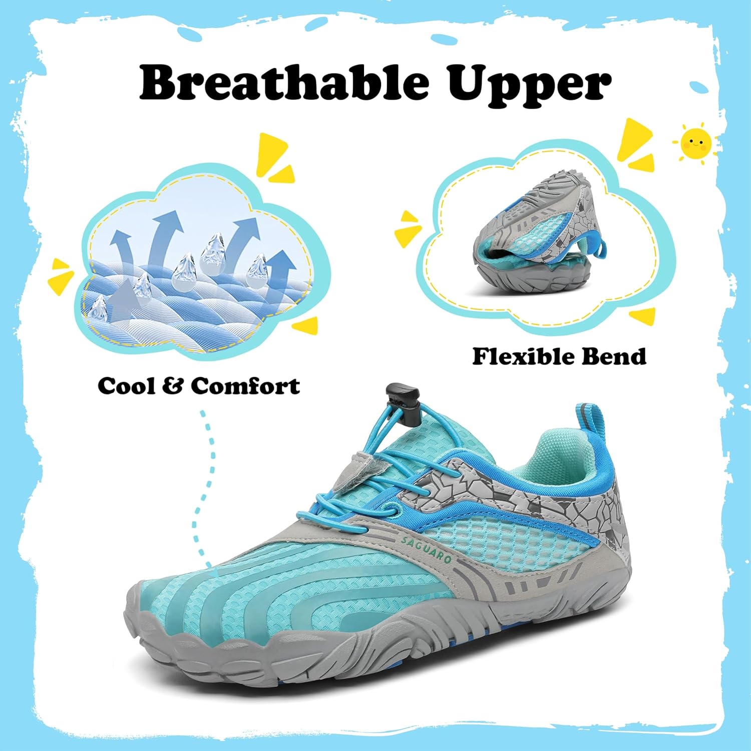 Detalle 2 de SAGUARO Barfußschuhe Kinder Outdoor – Größen 24–36, leicht, flexibel und rutschfest