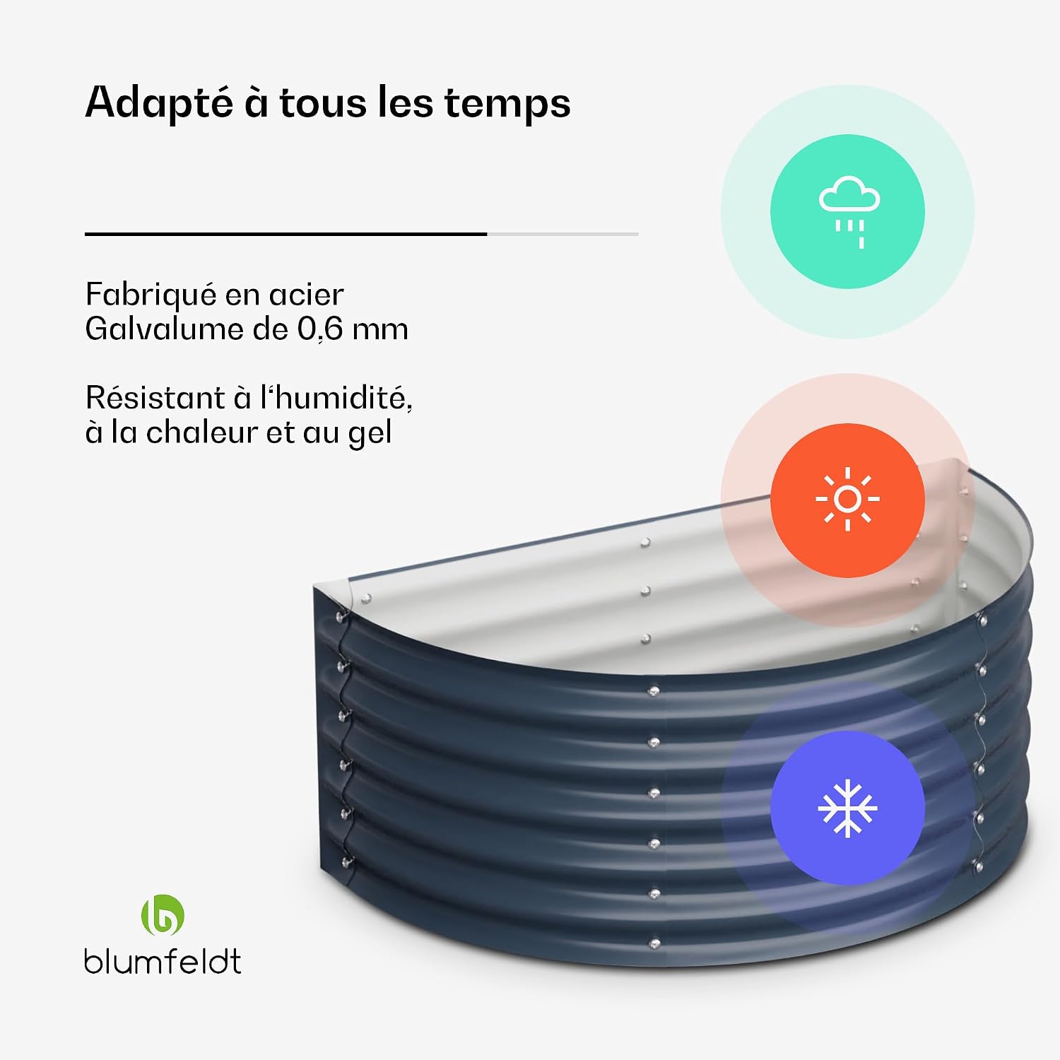 Detalle 2 de blumfeldt High Grow verhoogd bloembed, halfrond, 200 l, antraciet, 43 cm