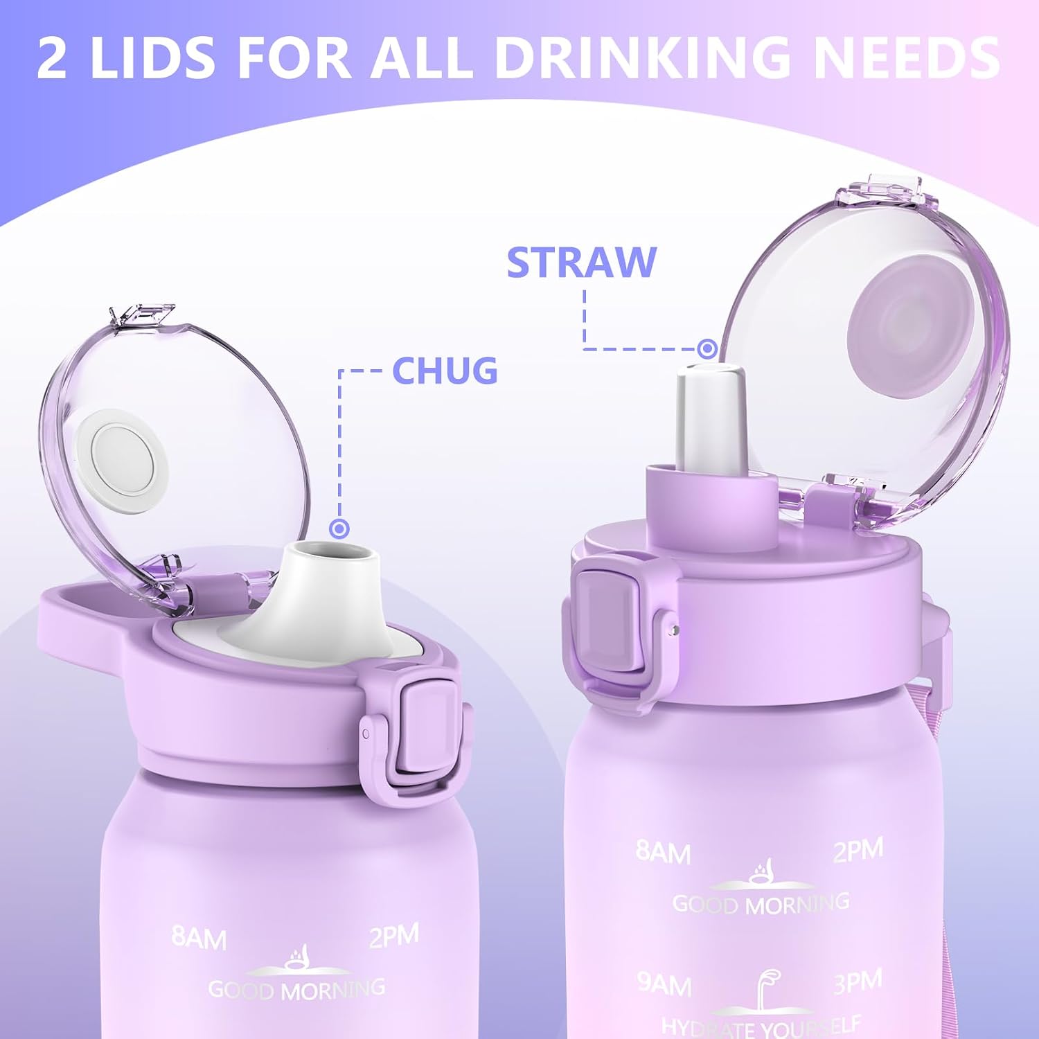 Thumbnail 1 de SLUXKE 700 ml Trinkflasche mit 2 Deckeln