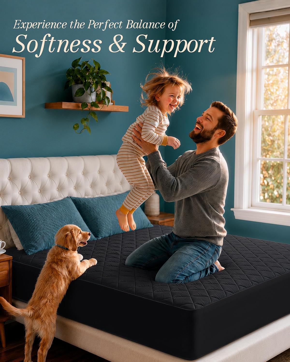 Detalle 2 de Utopia Bedding UB2452 Queen Quilted Mattress Pad, 16-Inch Deep Pocket
