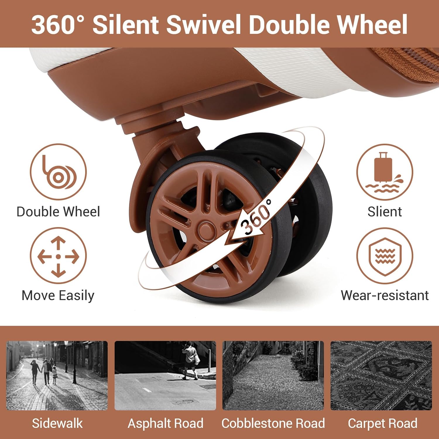 Detalle de Kono Suitcase Lightweight ABS+PC Hard Shell 24" Hand Luggage with TSA Lock and 4 Spinner Wheels