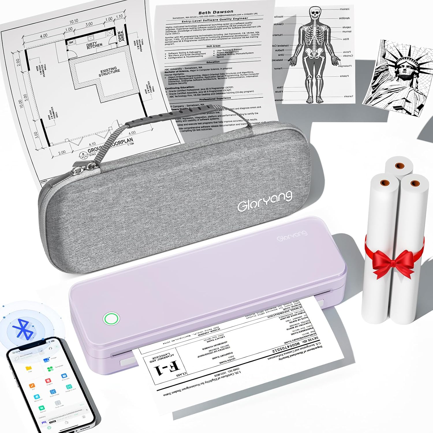 Detalle de Gloryang Inkless Portable Printer US Letter 8.5×11 🖨