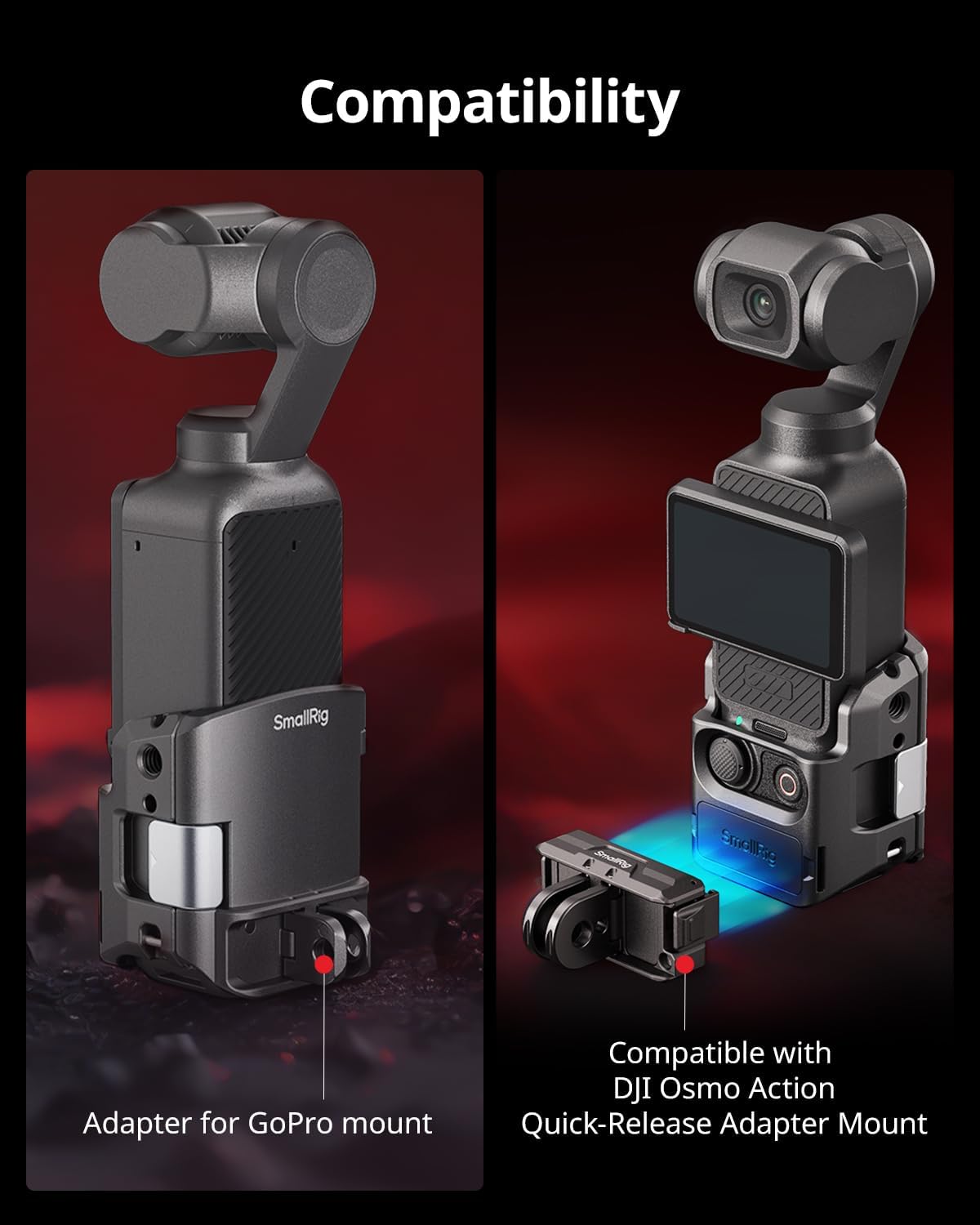 Detalle de SMALLRIG Expansion Adapter Accessory 5072 for DJI Osmo Pocket 3 (aluminium protective cage with cold shoe)