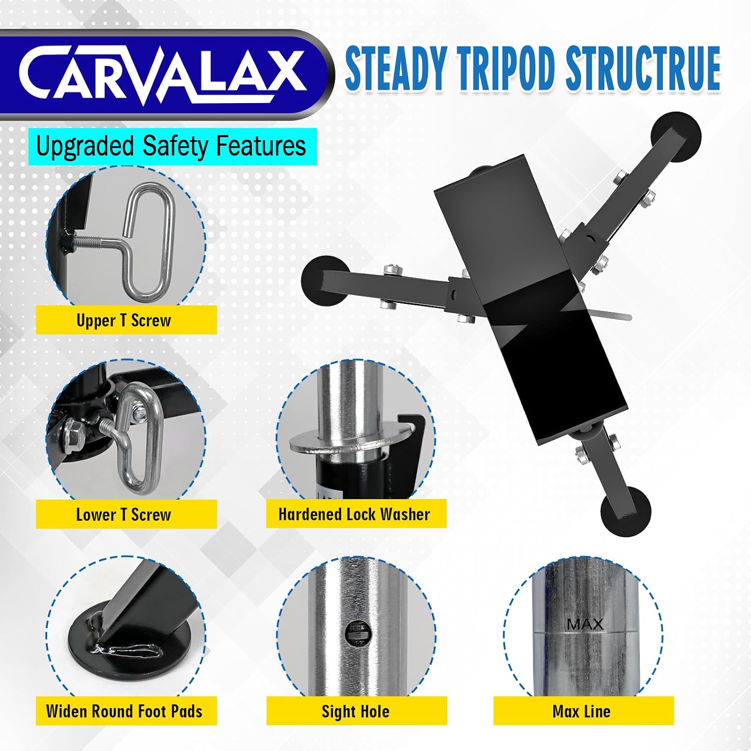 Thumbnail 4 de CARVALAX V-Head Pipe Jack Stands: Adjustable, Portable 2500lb Capacity for Welding and More