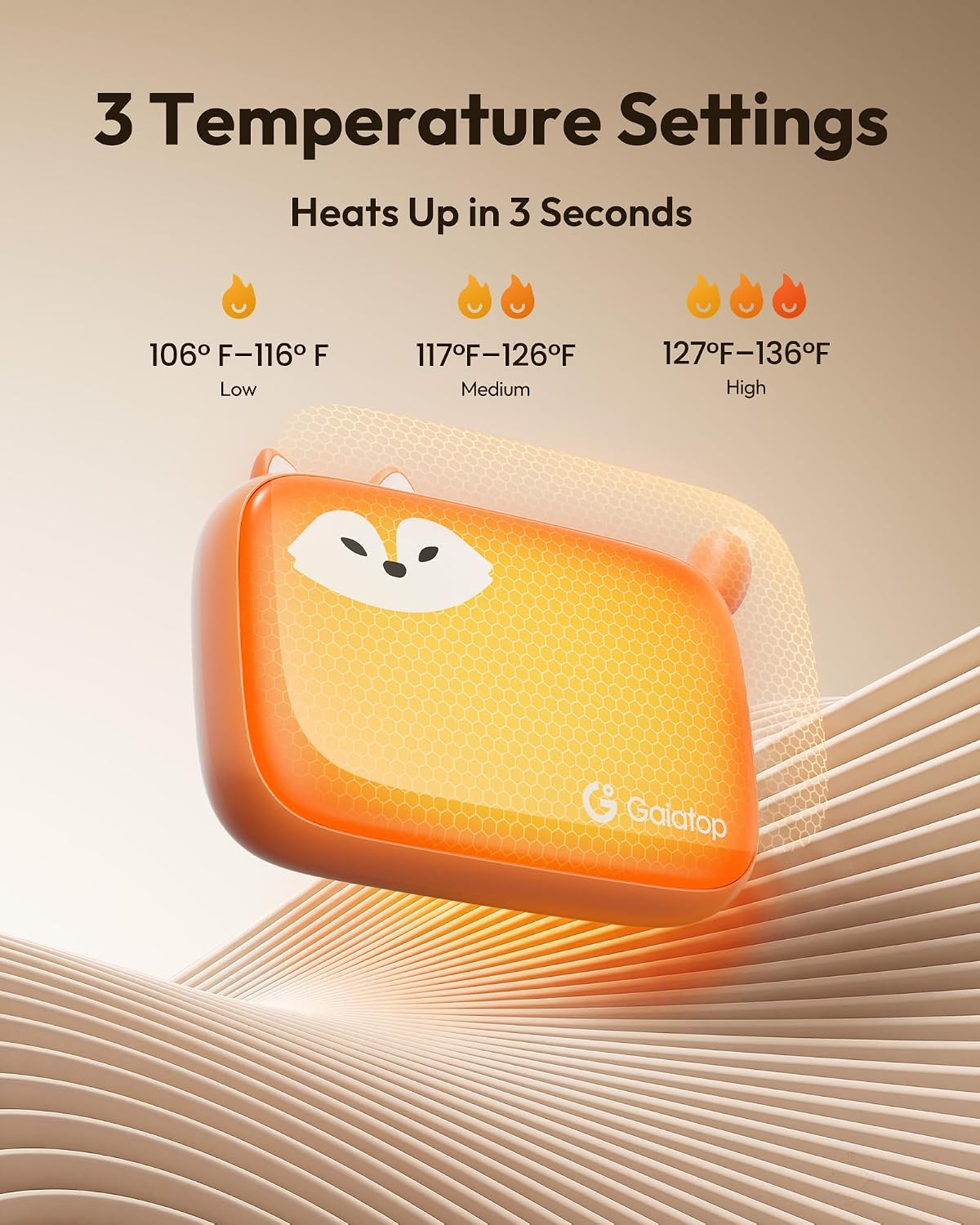 Detalle 1 de Gaiatop Rechargeable Hand Warmers 2-Pack, 0.63-Inch Slim, 3 Heat Settings