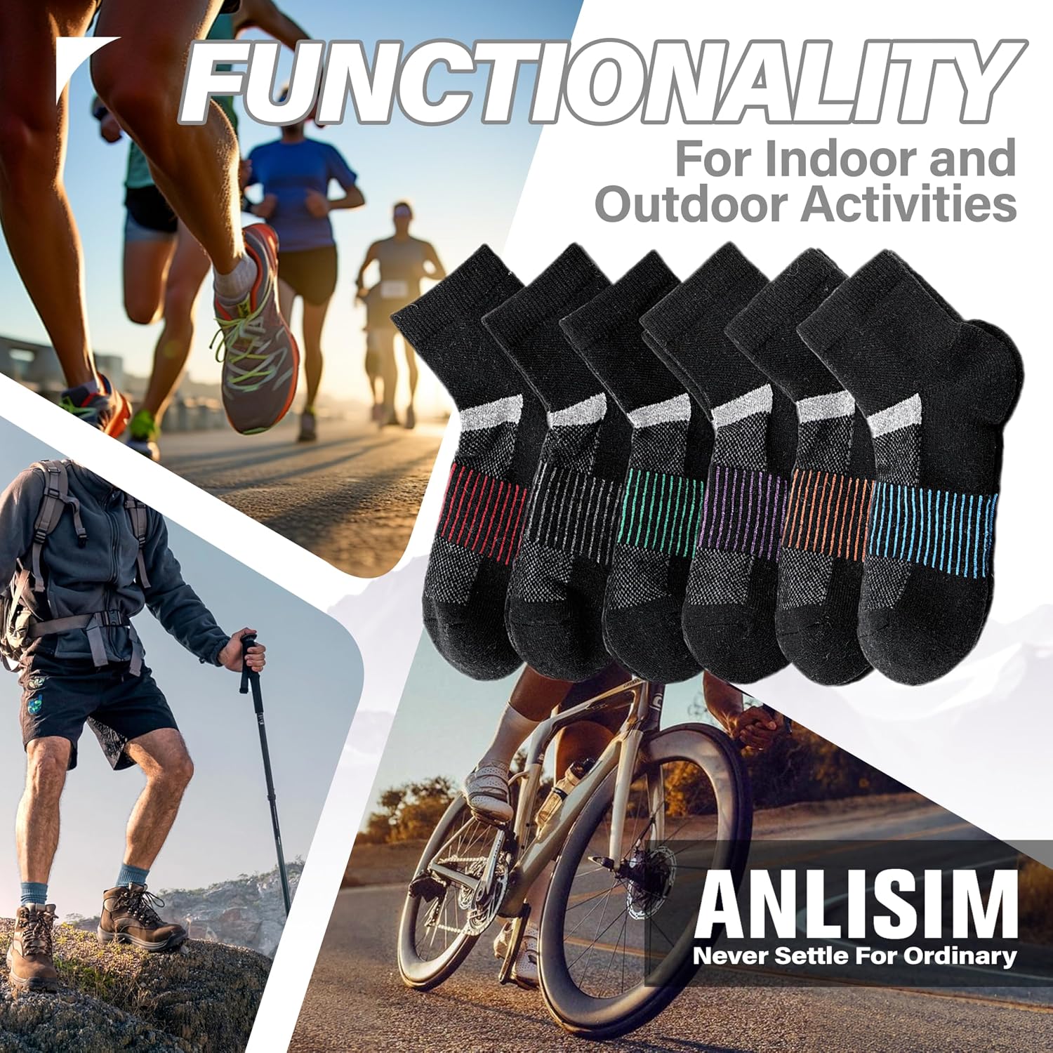 Thumbnail 5 de 6 Pairs Merino Wool Ankle Socks