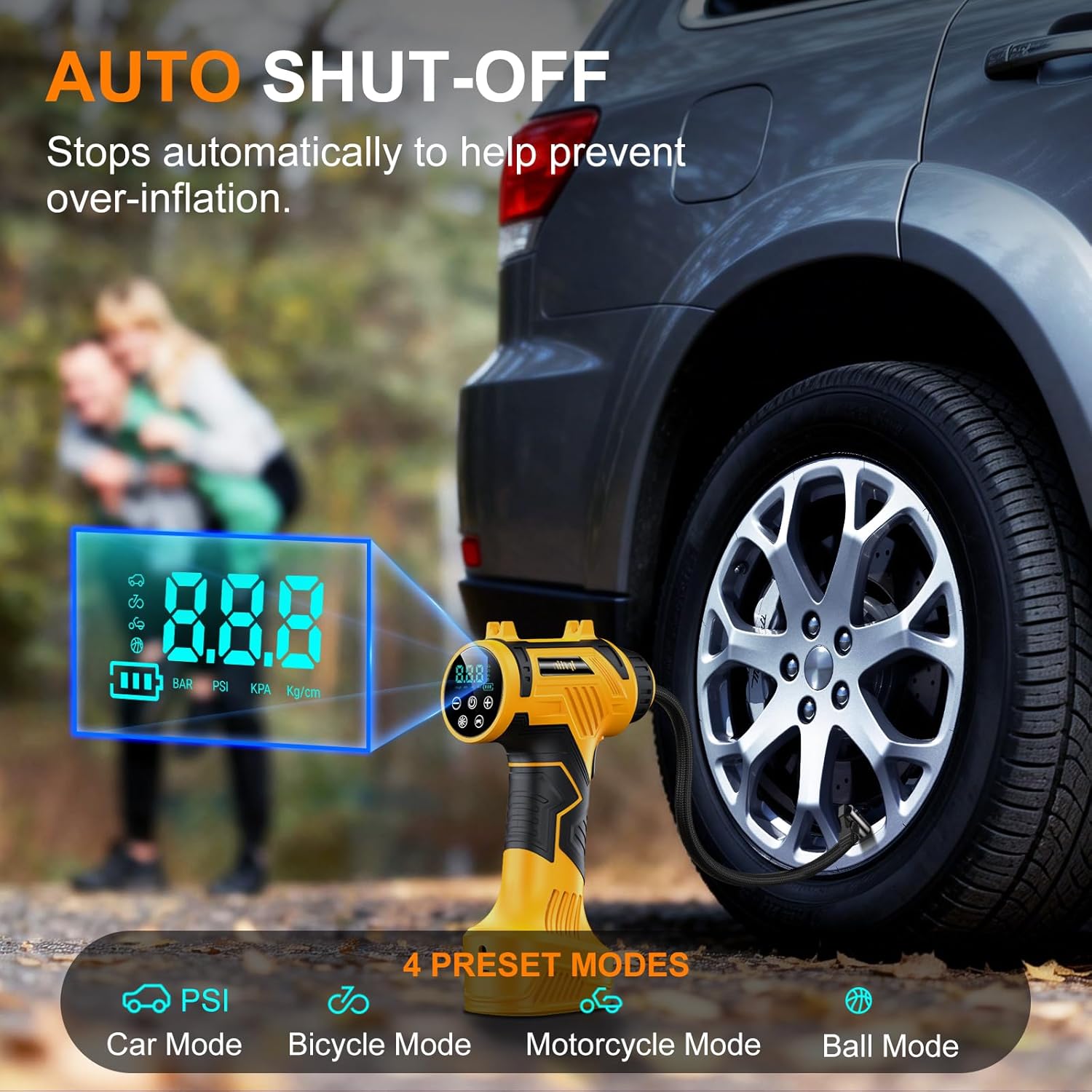 Thumbnail 6 de 9600mAh Tire Inflator Portable Air Compressor — Corded/Cordless, 160 PSI