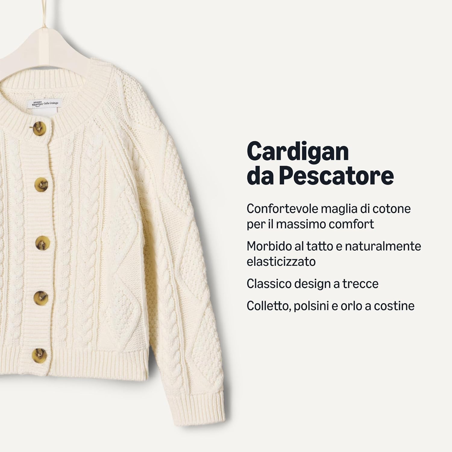 Thumbnail 2 de Cardigan da pescatore unisex bimbi Amazon Essentials x Sofia Grainge in morbida maglia di cotone