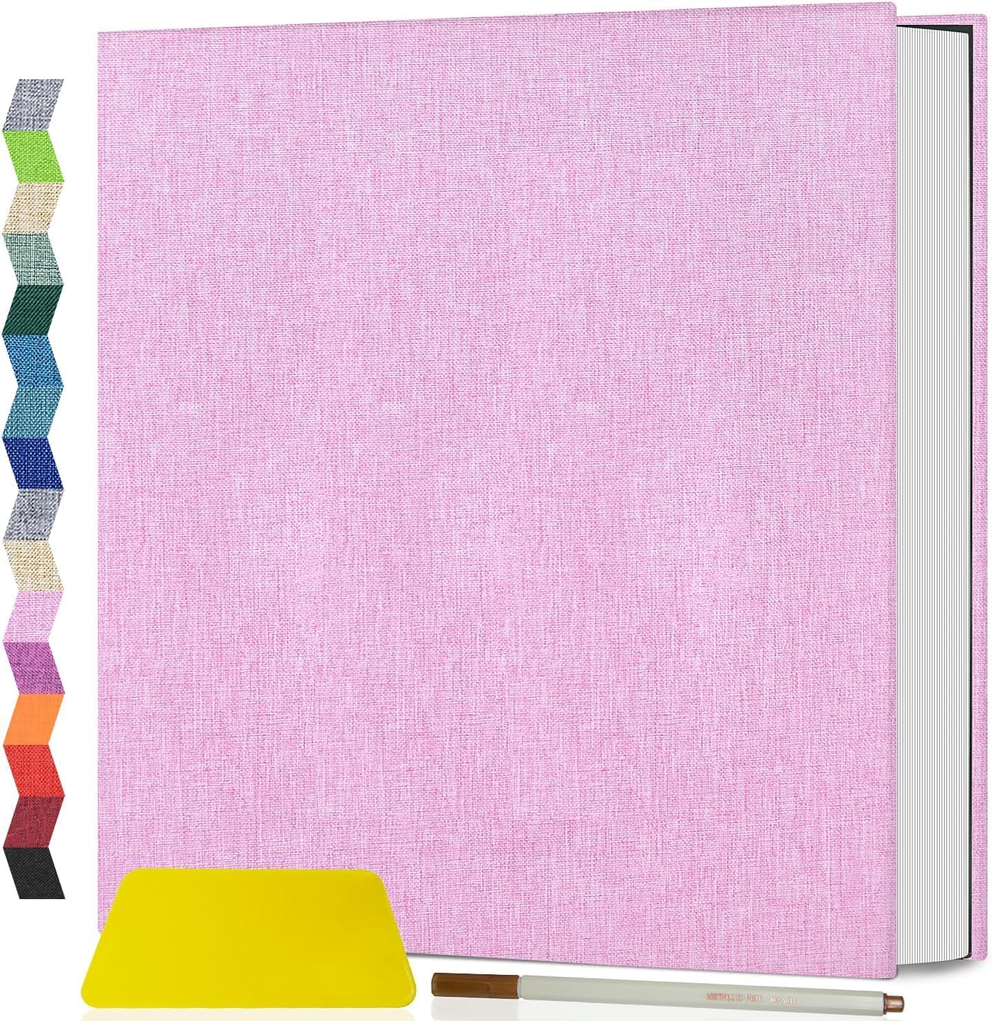Detalle de popotop Linen Self-Adhesive Photo Album 6x4, 5x7 & 8x10 — 40 Pages, Large Scrapbook in Linen Cover