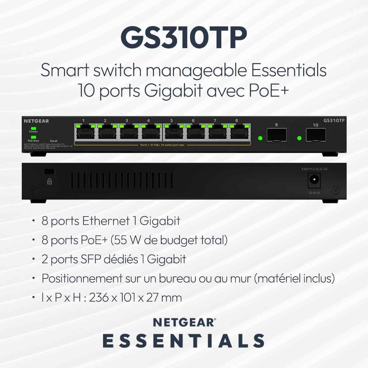 Detalle 2 de NETGEAR S350 Switch manageable PoE+ 10 ports