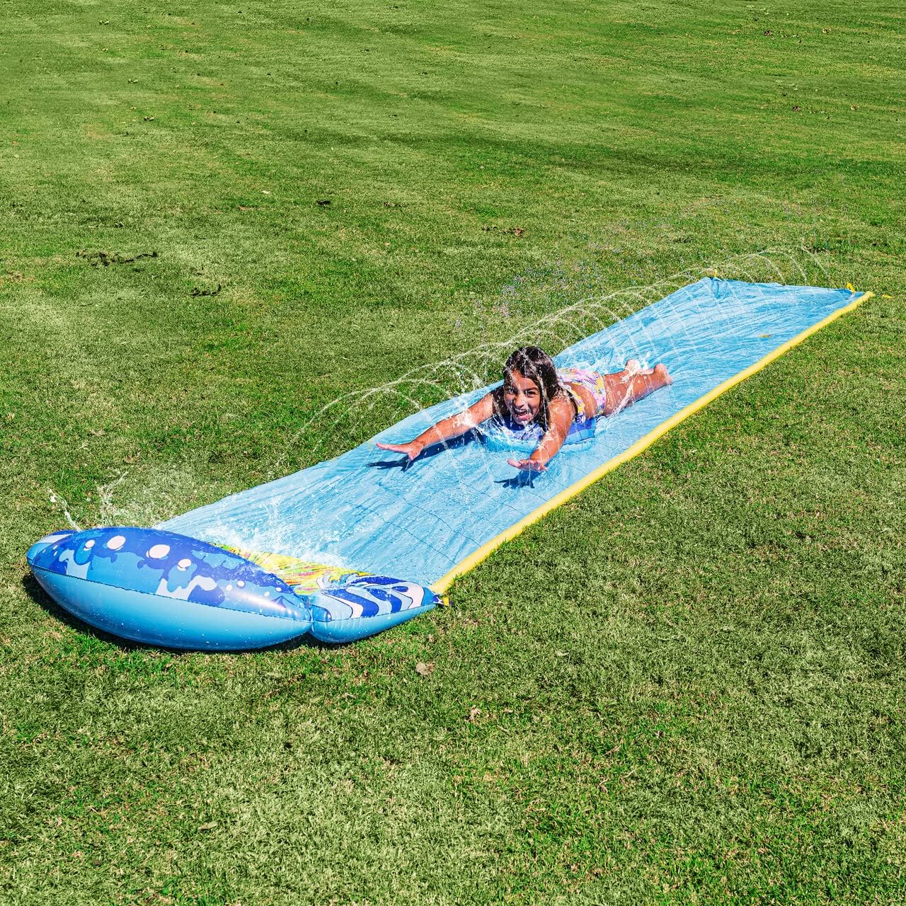 JOYIN inflatable water slide with built-in sprinkler and bodyboard (about 19.2ft x 35.5in / 584.2 x 90.1cm)